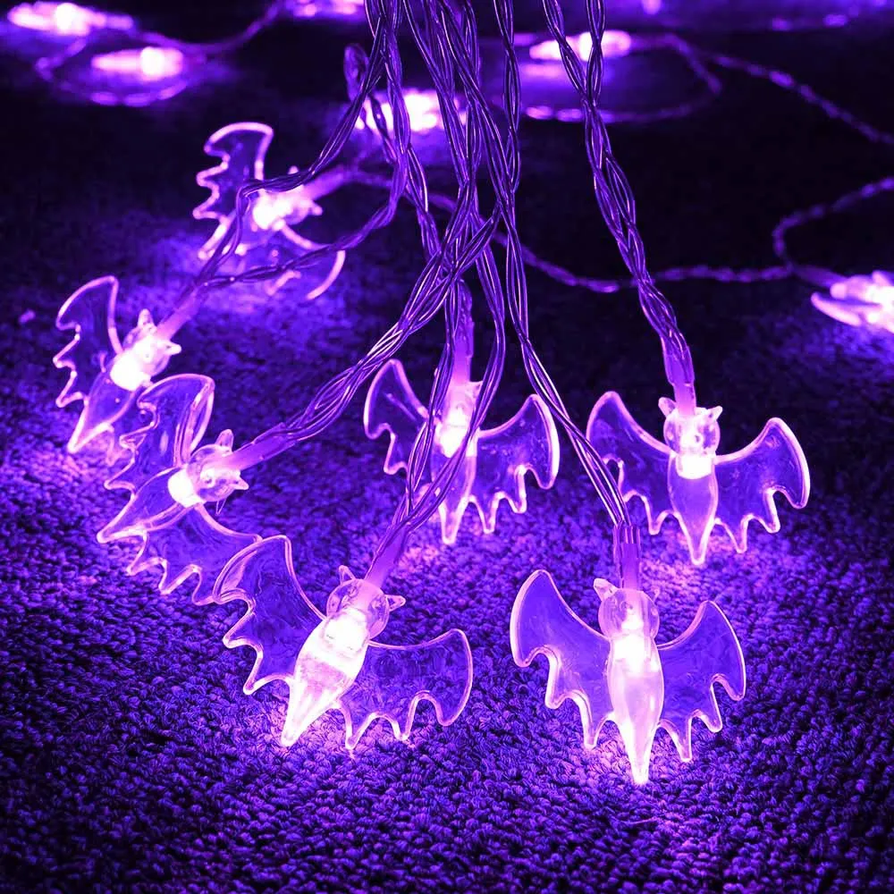 TheLAShop Halloween Fairy Light Purple Bat Lights Battery Operated 15ft