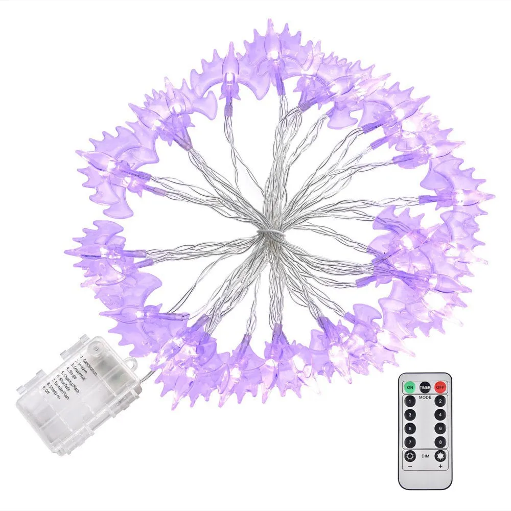 TheLAShop Halloween Fairy Light Purple Bat Lights Battery Operated 15ft