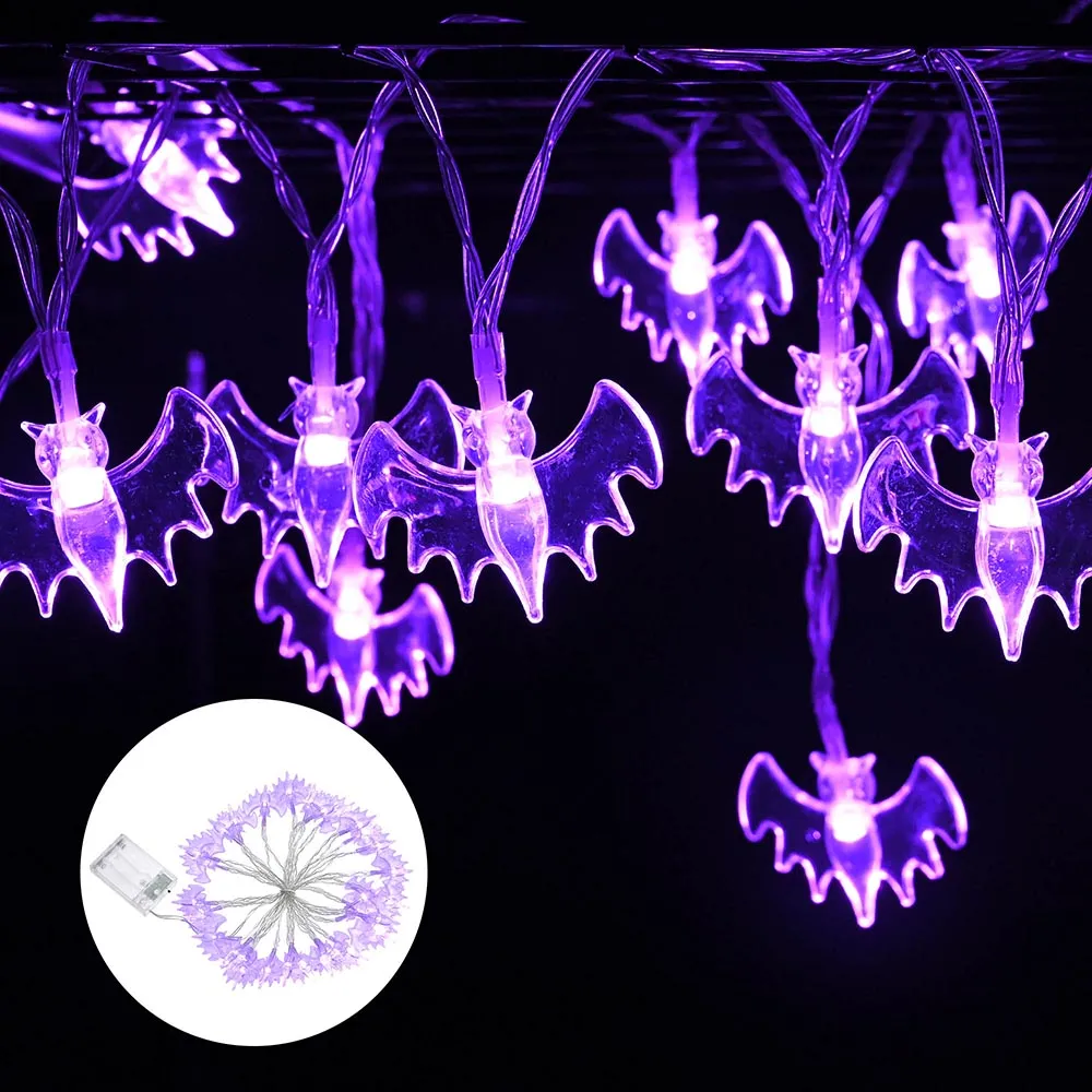 TheLAShop Halloween Fairy Light Purple Bat Lights Battery Operated 15ft