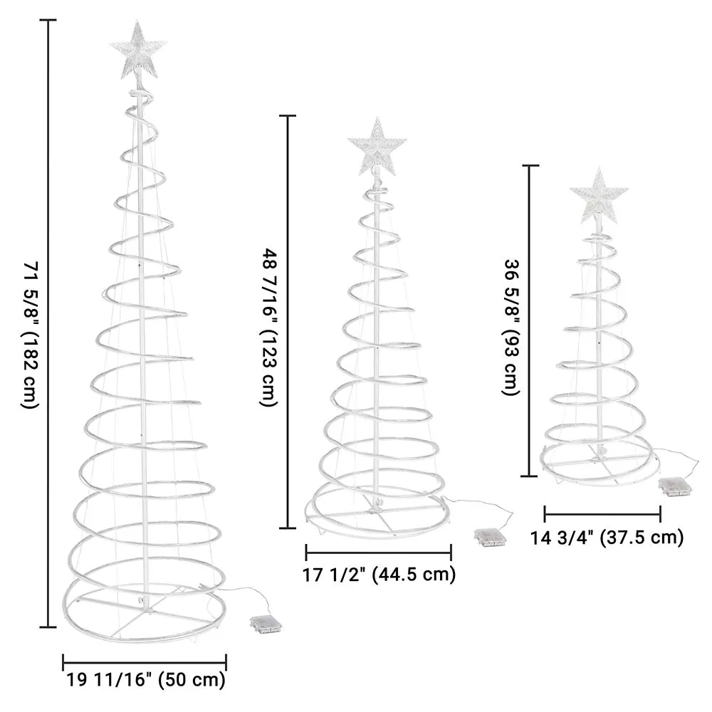 TheLAShop Set(3) Spiral Christmas Trees Battery Operated