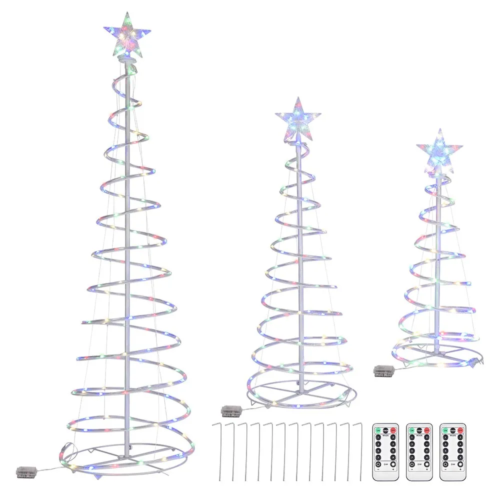 TheLAShop Set(3) Spiral Christmas Trees Battery Operated