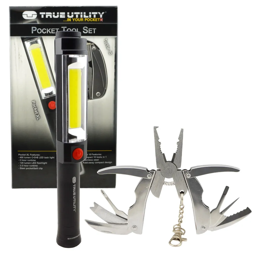 True Utility Pocket Tool Set 400 Lumen Task Light Flashlight and 10 in 1 Multi Tool