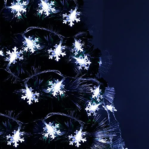 Twinkle Star 100 LED Christmas Snowflake String Lights, 49 FT Plug in Fairy Light Waterproof, Extendable for Indoor Outdoor Holiday Wedding Party, Xmas Tree, New Year, Garden Decorations (White)