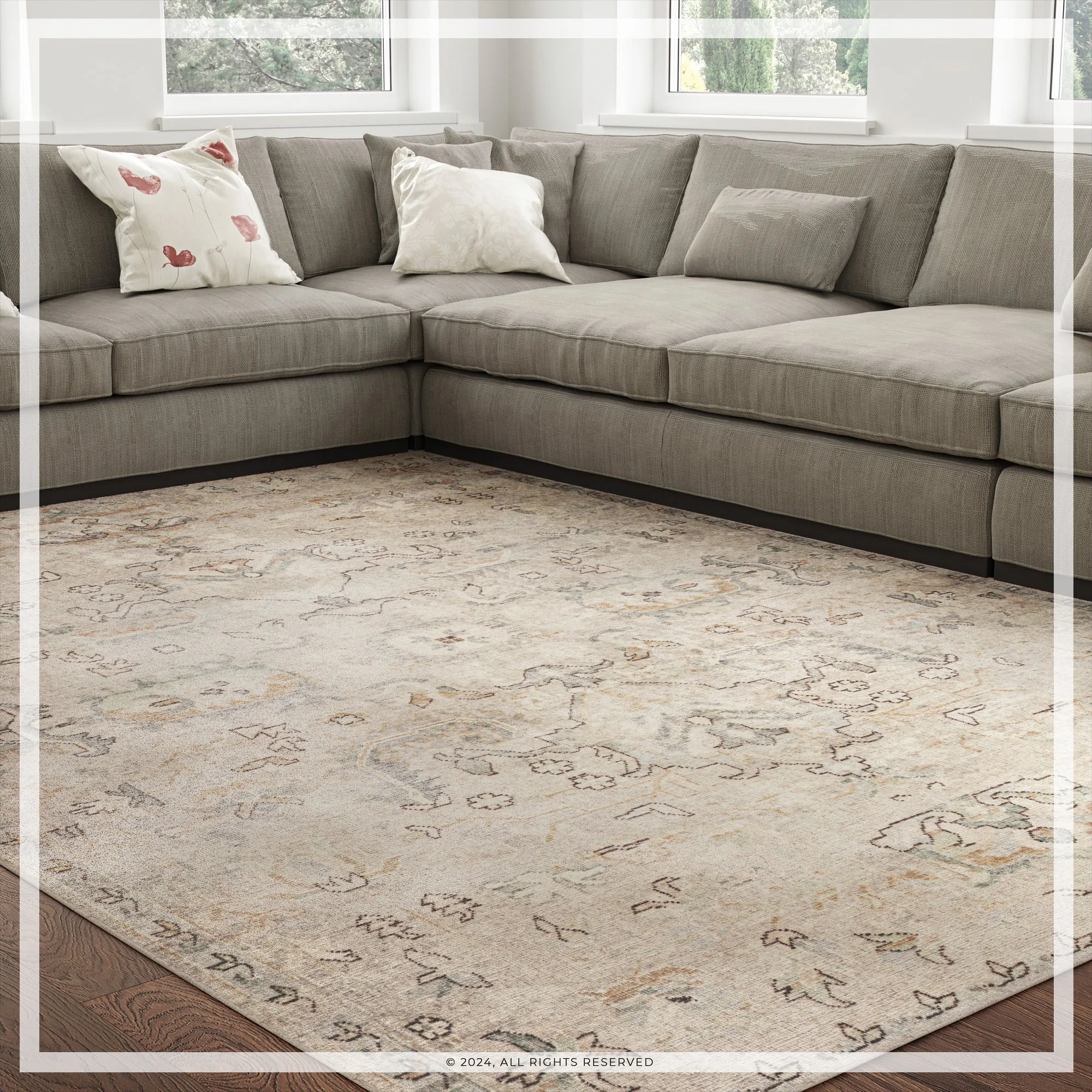 UJR0130 Luxury Hand-Knotted Natural Low-Pile Rug