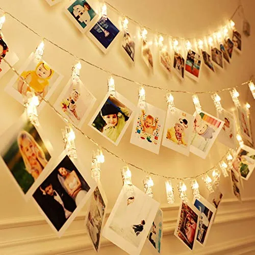 USB Powered 50 LED Photo Clips String Lights Warm White