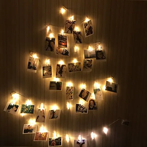 USB Powered 50 LED Photo Clips String Lights Warm White