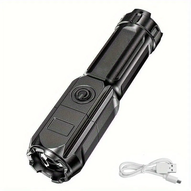 USB Rechargeable Waterproof Flashlight with Zoomable LED for Outdoor Activities