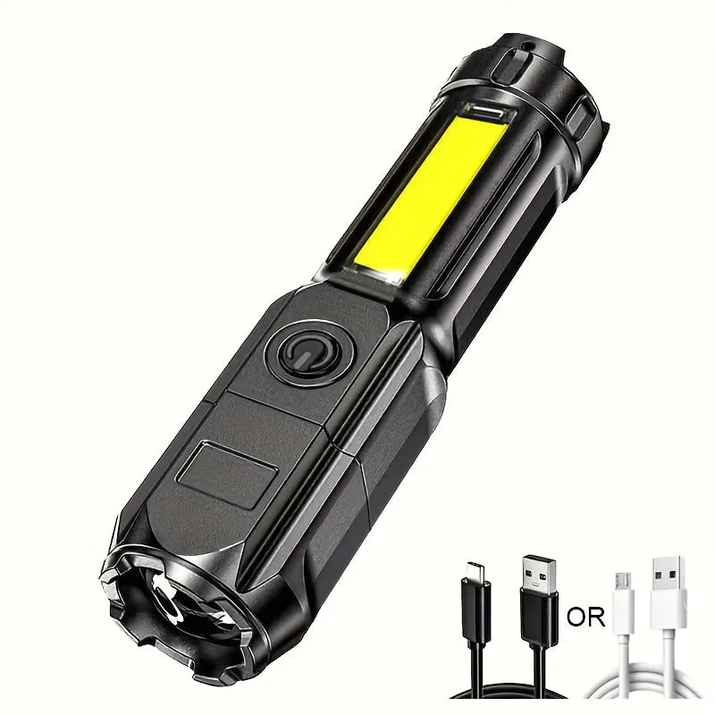 USB Rechargeable Waterproof Flashlight with Zoomable LED for Outdoor Activities