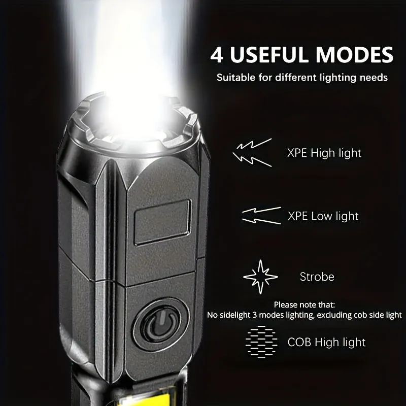 USB Rechargeable Waterproof Flashlight with Zoomable LED for Outdoor Activities