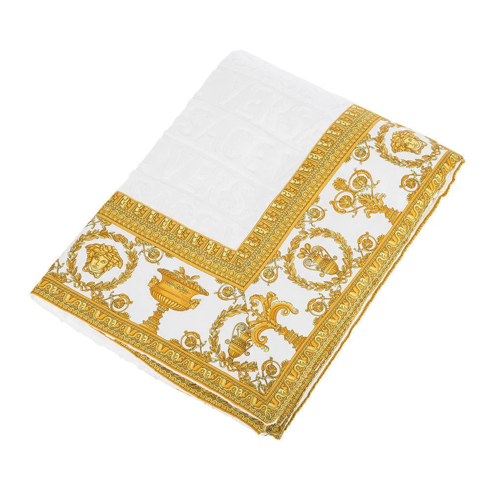 Versace Baroque Jacquard Medusa Beach/Bath Towel White -  195 cm x 145 cm