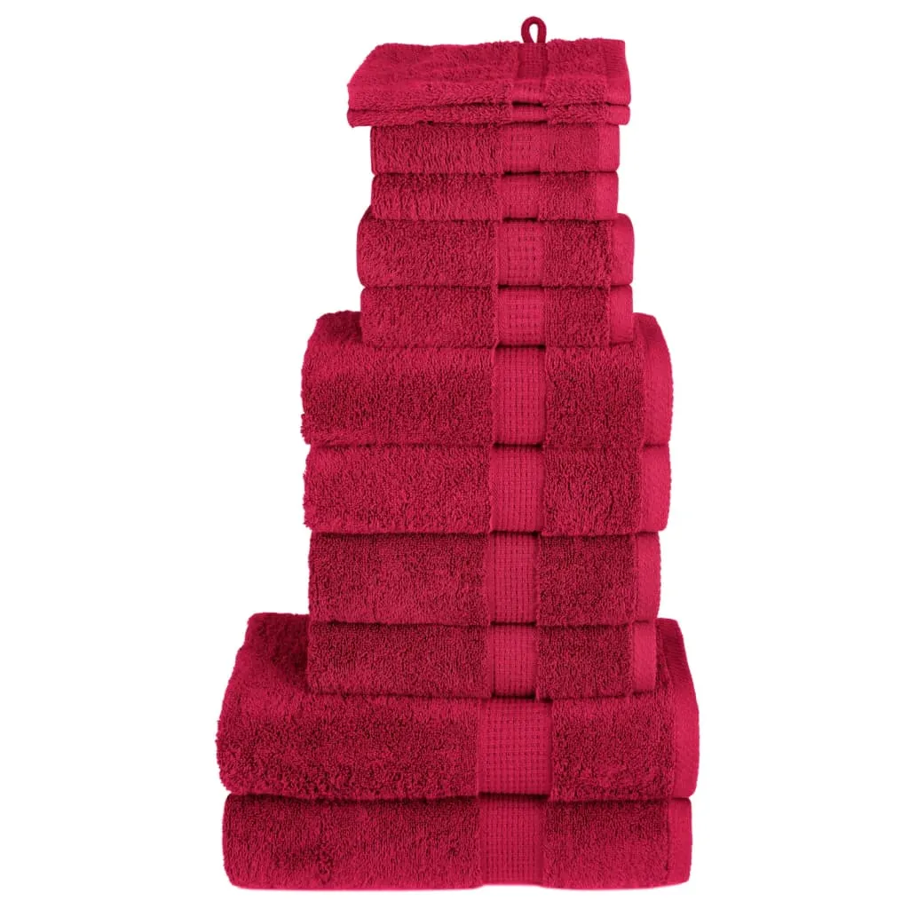 vidaXL 12 Piece Premium Towel Set SOLUND Red 600 gsm