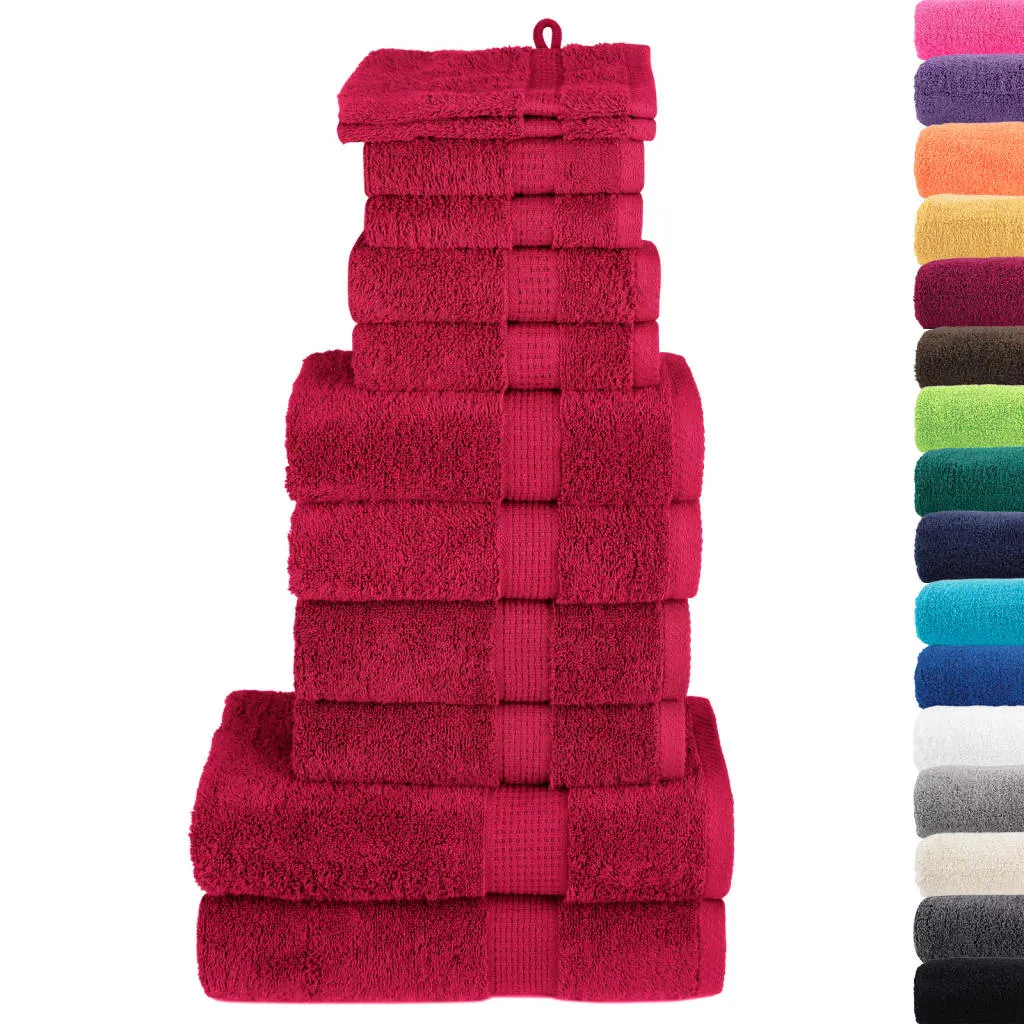 vidaXL 12 Piece Premium Towel Set SOLUND Red 600 gsm