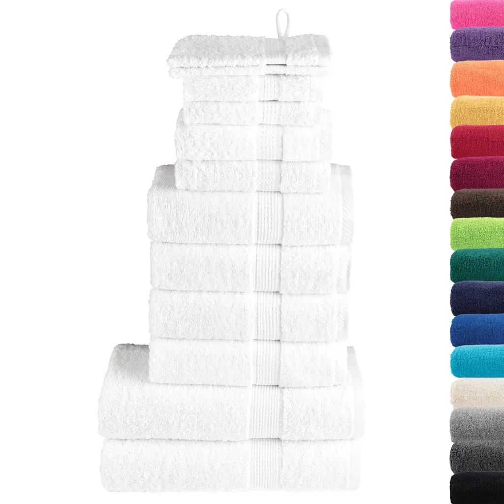 vidaXL 12 Piece Premium White Towel Set SOLUND - Luxurious 600 GSM Cotton Towels