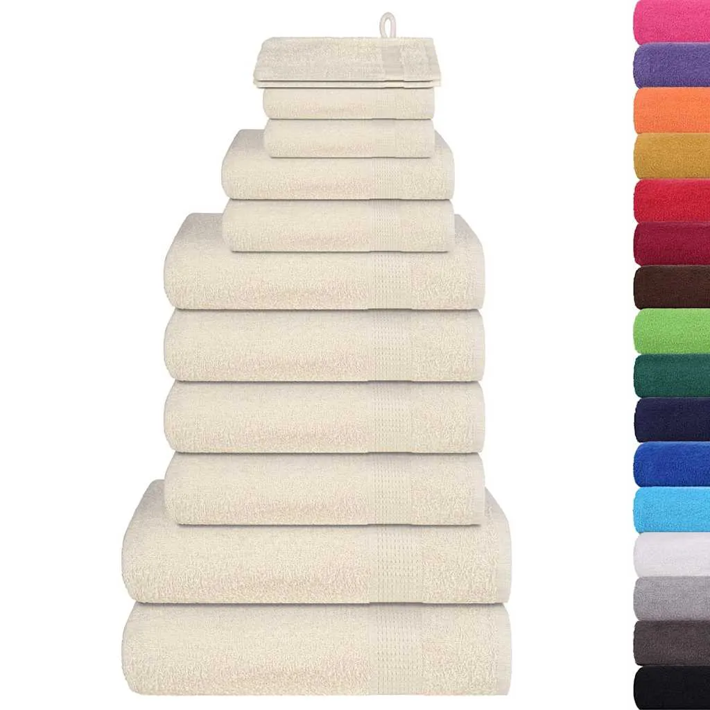 vidaXL 12 Piece Towel Set Cream 360 gsm 100% Cotton