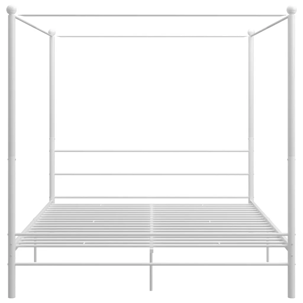 vidaXL Canopy Bed Frame without Mattress White Metal 200x200 cm