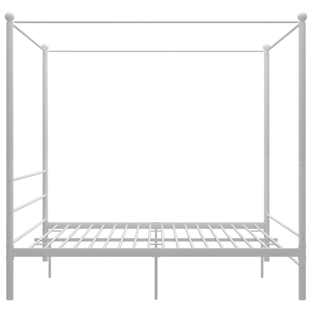 vidaXL Canopy Bed Frame without Mattress White Metal 200x200 cm