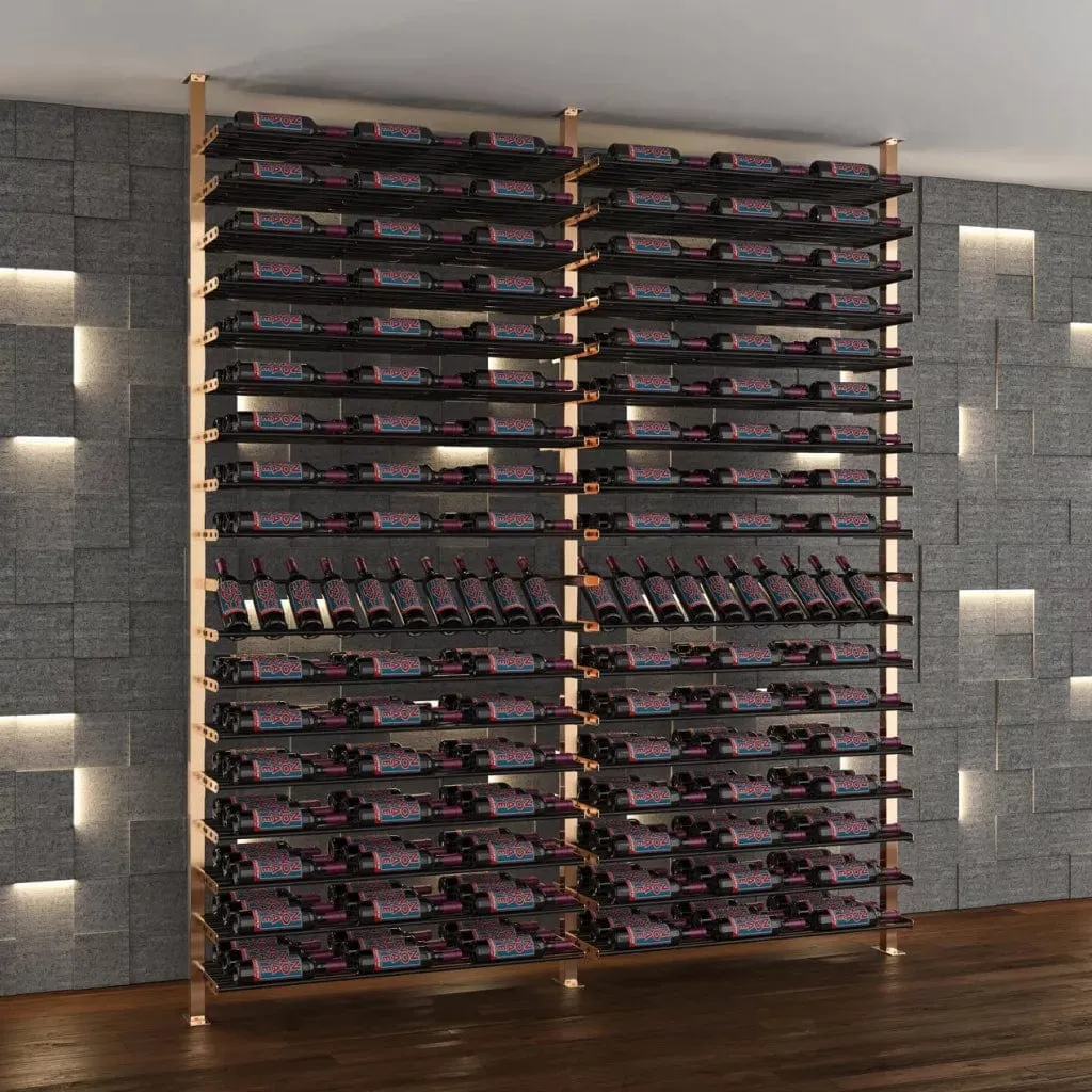 VintageView Evolution 108 Bottles Low Profile Ultra Slim Floor-to-Ceiling Wine Rack LP-FCP-KIT-2C-3-K