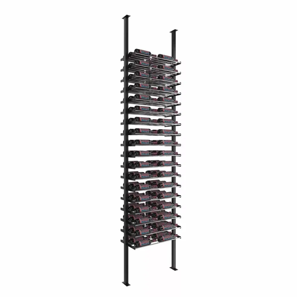 VintageView Evolution 108 Bottles Low Profile Ultra Slim Floor-to-Ceiling Wine Rack LP-FCP-KIT-2C-3-K