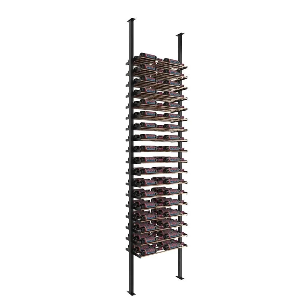 VintageView Evolution 108 Bottles Low Profile Ultra Slim Floor-to-Ceiling Wine Rack LP-FCP-KIT-2C-3-K