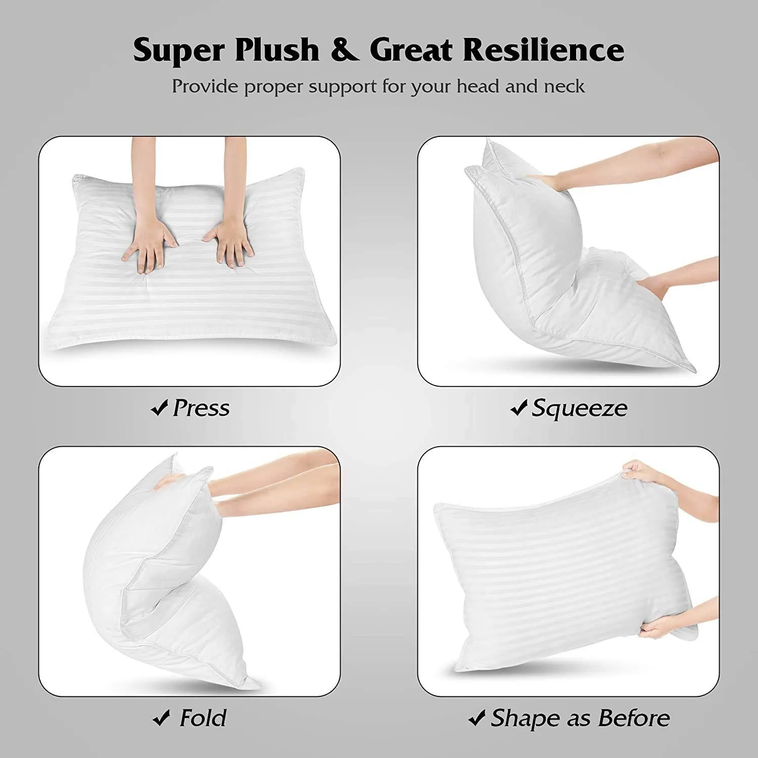 Wakewell Fiber Pillow For Sleeping, Soft Hollow Fibre Pillows For Bed, Set/Pack Of 2 Pillow, 61 X 41 Cm, White, 3 Months Warranty