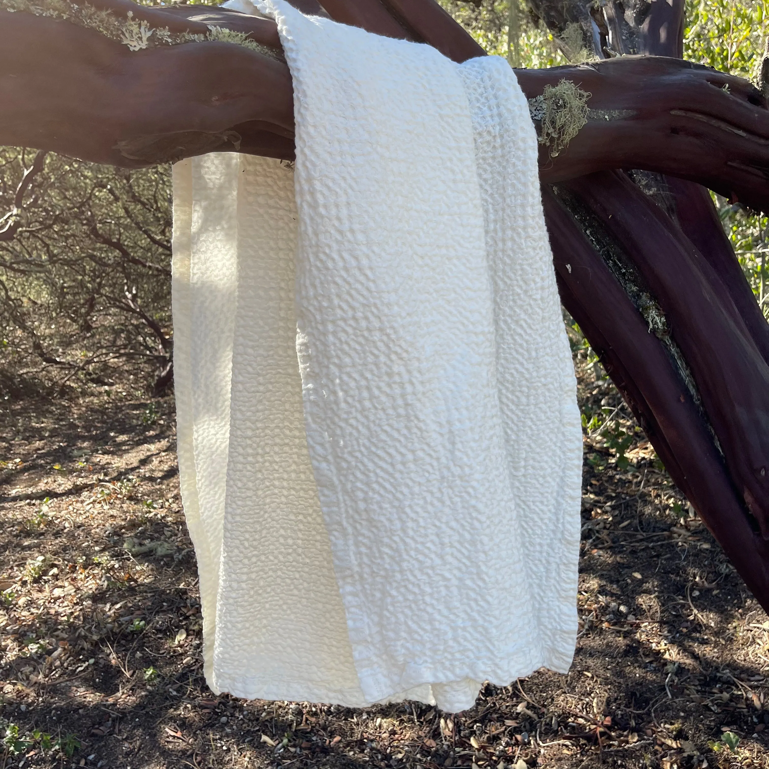 Warm White Waffle Bath Towel/ Wrap