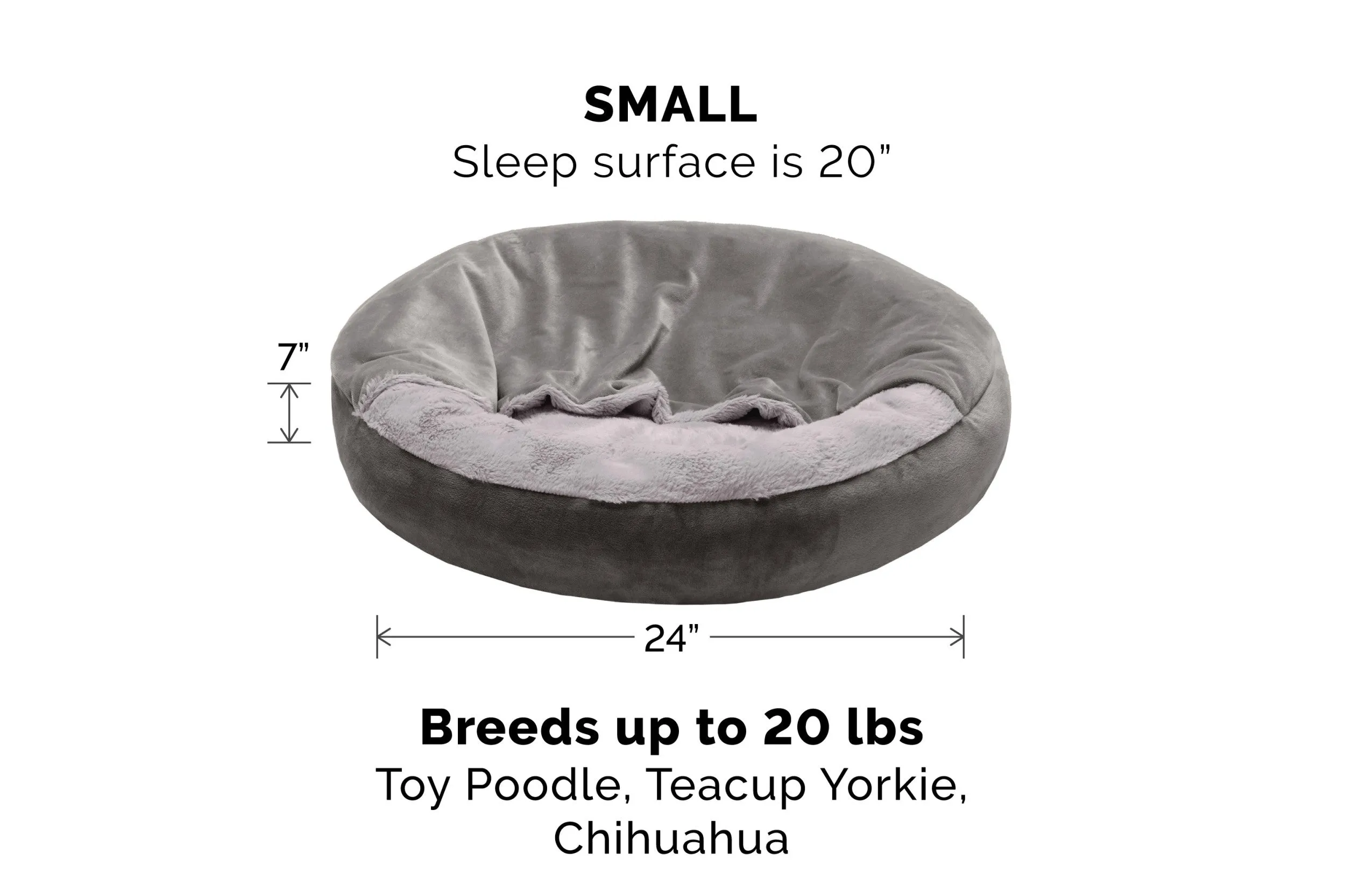 Wave Faux Fur & Velvet Hooded Donut Dog Bed