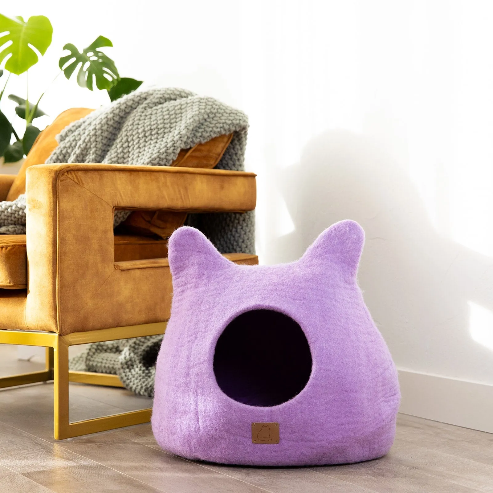 Whimsical Cat Ear Cave Bed - Lilac Purple