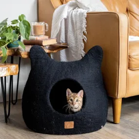 Whimsical Cat Ear Cave Bed - Night Black