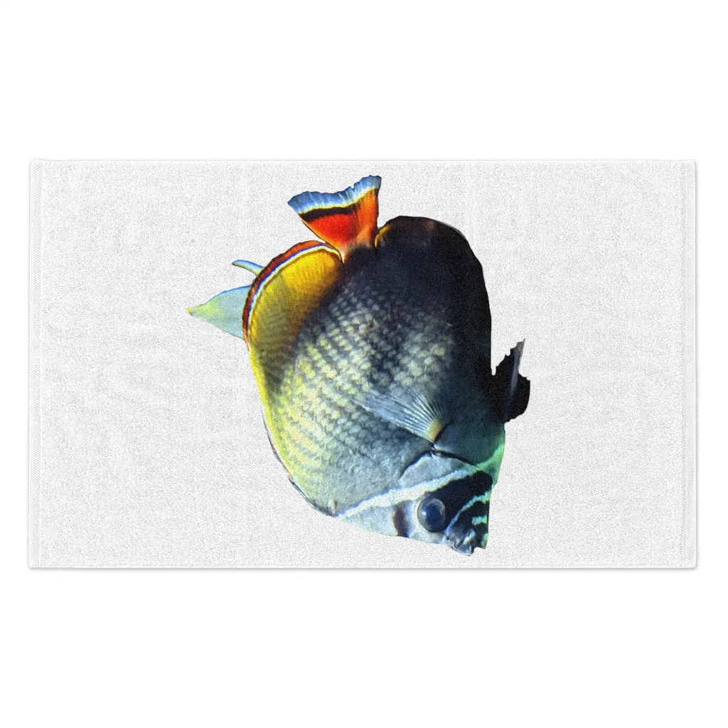 White Black Fish Rally Towel, 11x18