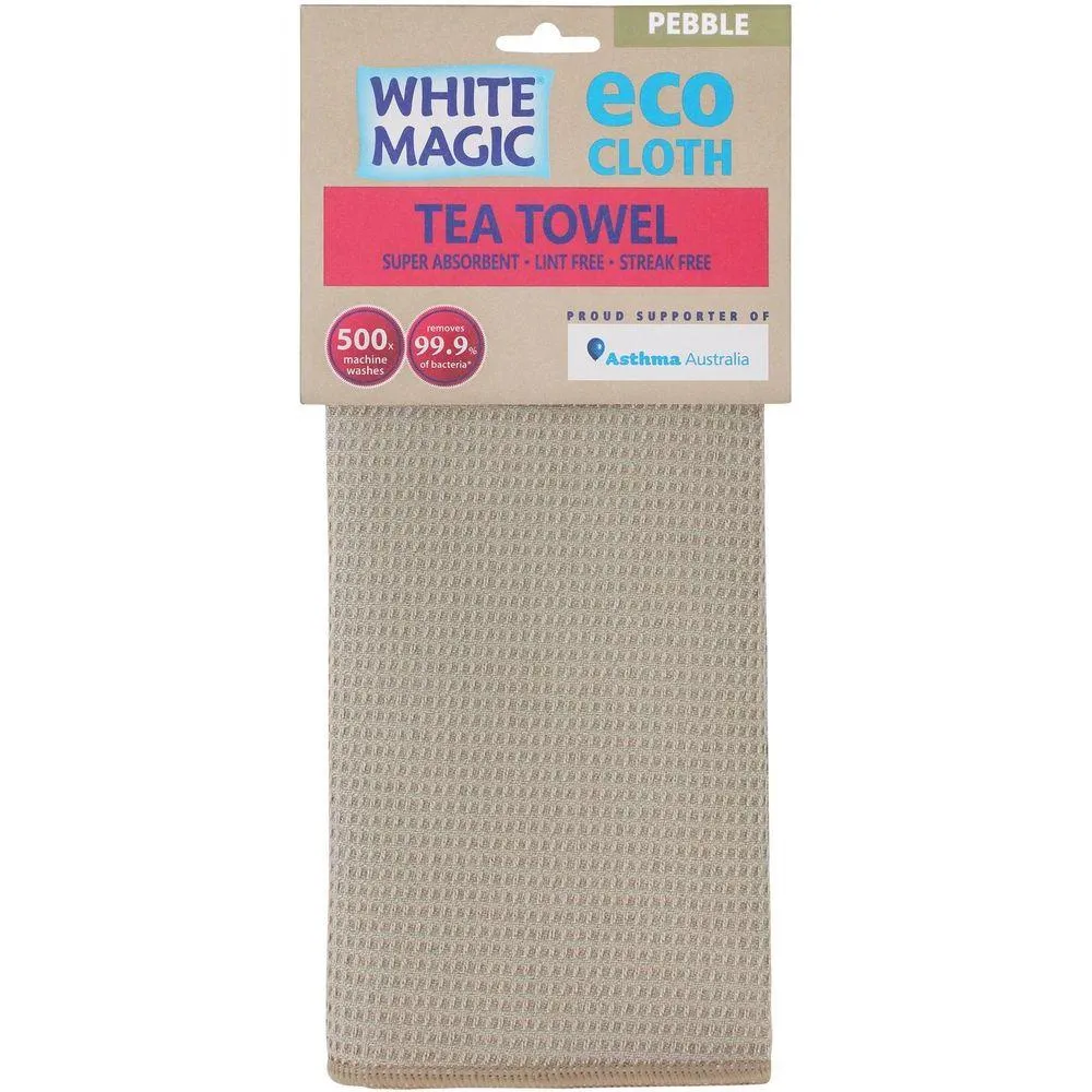 White Magic Microfibre Tea Towel Pebble