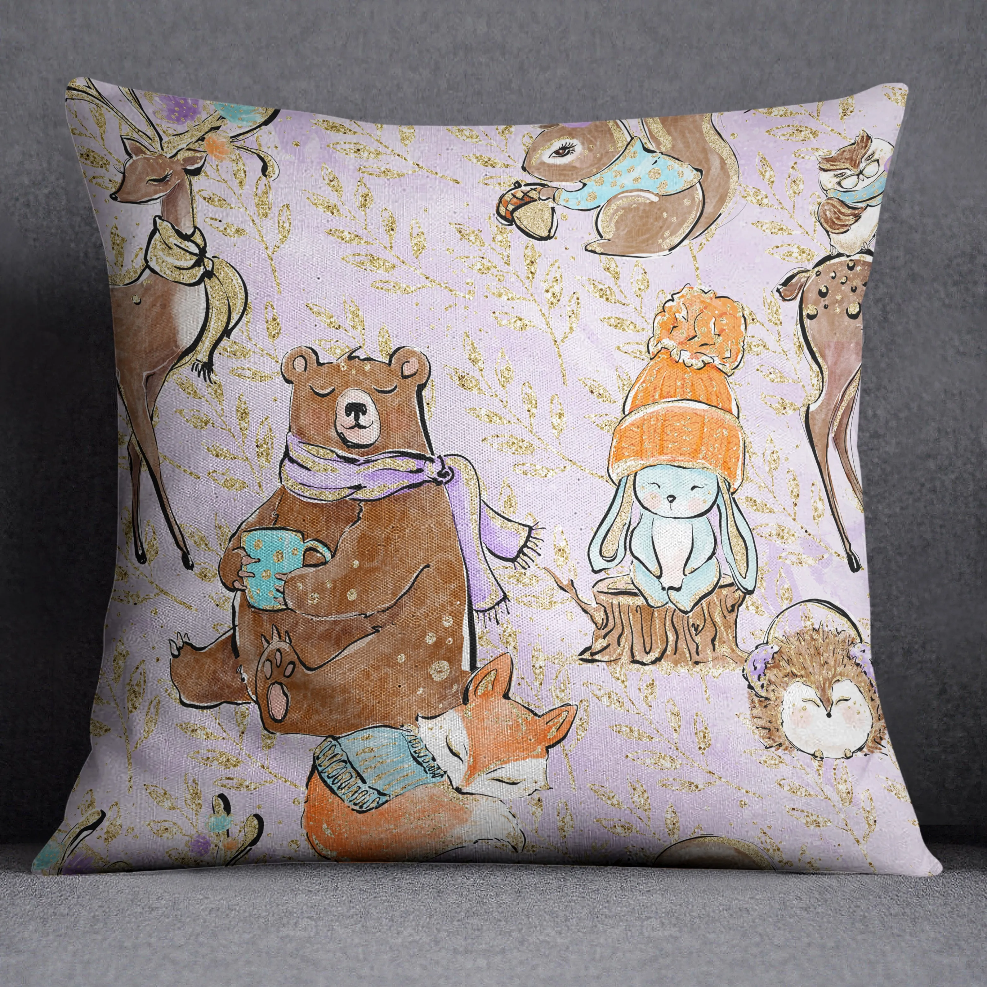 Winter Woodland Nursery Throw and Pillow Cover Set