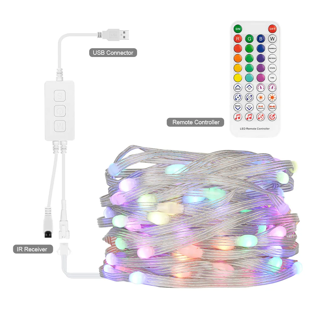 WS2812B LED String BT Music Control for Party Christmas Lights Decoration Room Birthday Decor Led Light Outdoor Waterproof IP67 DC5V